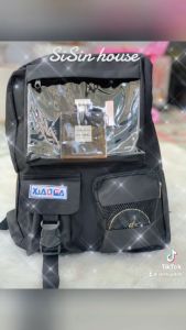 [FREE SHIP]Balo Hàn Quốc Thời Trang Đi Học Đi Chơi Phối Lưới Chống Thấm Hộp ngăn trong suốt cá tính