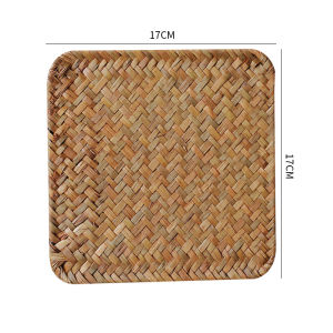 Kens Woven Sea Grass Dining Mat Heat Resistant Pad Retro Chinese Style Tea Tray Mat Cup Coaster Countryside Style Table Mat