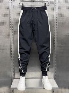 Quần Dài Nam Mùa Hè Mỏng Nhanh Khô Thời Trang Đơn Giản Thanh Lịch Quần Dài Thường Ngày Cạp Vừa Họa Tiết Sọc