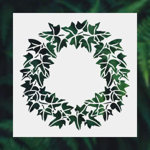 1PC 11.8x11.8inch Reusable Ivy Wreath Painting Stencil for Door Sign and Wall Decoration Large Floral Template for Wood Fabric