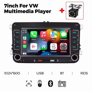 7" 2 Din HD Car Media Video RDS Airplay CarPlay Android Auto Stereo Audio With Camera For Volkswagen/Seat/Skoda/Passat/Golf/Polo