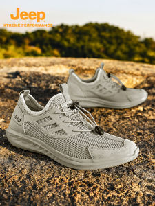 Jeep | Jeep Mens Outdoor Breathable Climbing Shoes Lightweight Anti-slip Wear-resistant Shock-absorption Convenient Lace-up Hiking Boots