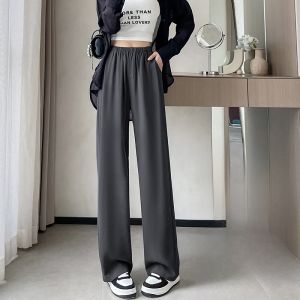 JIANGLU | Summer New Ice Silk Cool Straight Leg Pants Thin Womens Drape Loose Wide Leg Comfortable Breathable Narrow Version Suit Pants
