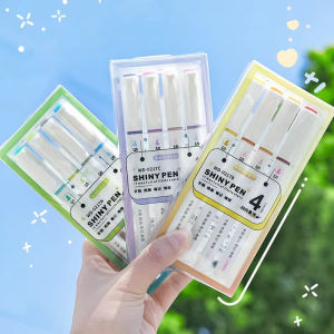 4 Colors Glitter Color Shiny Pens Set Glitter Pastel Highlighter Fluorescent Pen Colored Painting Graffiti Shiny Pens Marker Pen