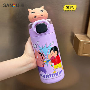 Sanfu Stainless Steel Cup 600ML ตู้น้ำดื่มแบบตรง ความร้อนคงที่เกิน 6 ชั่วโมง สไตล์การ์ตูน Crayon Shinchan น่ารักและทันสมัย