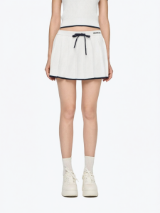 ANN ANDELMAN | Color Block Bow A-Line Pleated Skirt