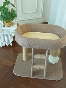 3 in 1 Cat Tower Cat Scratcher space-saving integrated cat bed with scratching post anti-tip design Suitable For all seasons climbing ladder running trackand small round climbing frame.
