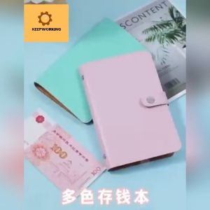 KW 100 Envelopes Money Saving Challeng Waterproof PU Mini Binder Savings Challenge Funny Large Capacity Save Money