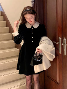 CHOUXIE | Đầm Velvet Đen Phong Cách Hepburn