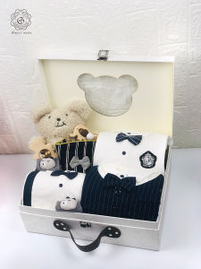 Pure Cotton Baby Gift Box Set Newborn Clothes Korean Style Infant Romper Suit Boys Full Moon Celebration Clothes Baby Outfit