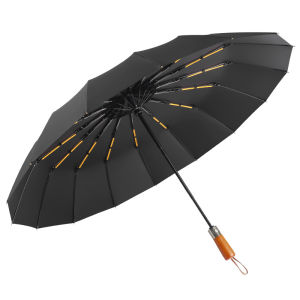 Automatic Durable Double Size Umbrella Wooden Handle
