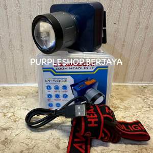 Senter Kepala Led Zoom 50Watt 50 W dengan Indikator Baterai dan Waterproof LY 500Z