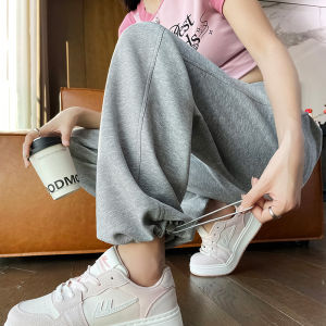 Mens Cotton Yellow Sports Pants Spring Autumn New Style Casual Trousers High Waist Wide Leg Commute Asymmetric Elements