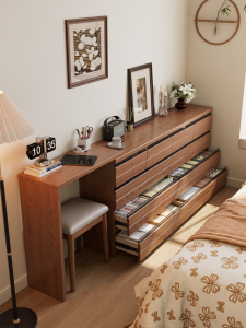 DONGMU | Vintage Style Thin Wooden Five-Drawer Chest Storage
