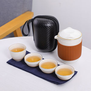 Xiaojiang Tureen One Pot Four Cups Glass Quick Cup Three Cups Travel Tea Set Suit Portable Bag Outdoor Travel Logo