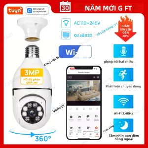 Camera An Ninh Thông Minh 3MP Tuya E27 Giám Sát Gia Đình Trong Nhà Không Dây 5G & 2.4G Với Tầm Nhìn Ban Đêm Màu Sắc Âm Thanh 2 Chiều Giám Sát Trẻ Em/người Già/thú Cưng 100-240V