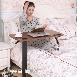 Bàn làm việc ngồi giường bằng gỗ Bàn làm việc gấp gọn có bánh xe nâng hạ tùy chỉnh khung kim loại chắc chắn