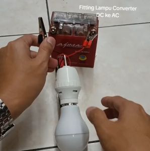 Fitting Lampu Aki AC/DC Inverter Fitting Jepit Aki E27 Fiting Gantung Fitting Lampu Aki DC ke AC