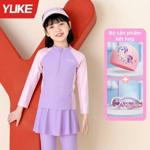 Yuke | Đồ Bơi Tách Biệt Chống Nắng Cho Bé Gái Áo Dài và Quần Dài