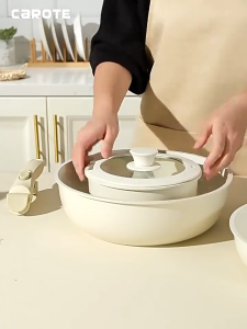 【Ready Stock】6PCS Cookware Set with Detachable Handle Pot Kitchen Non-Stick Frying Pan Soup Pot Flat Stove Ceramic