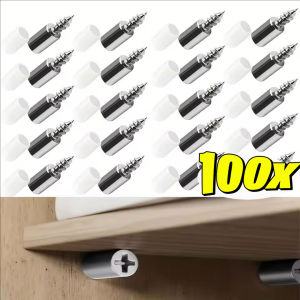 100Pcs Cabinet Shelf Bracket Self-tapping Screws Shelf Support Laminate Holder Screw Integrated Screw Cabinet Shelf Holder
