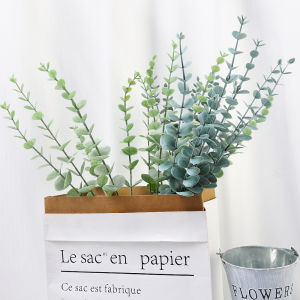 ให้คุณสนุกสนุก! ใบยูคาลิปตัสต้นไม้ประดิษฐ์สีเขียวตกแต่ง38ซม. รับฟรีโทรศัพท์บนการชำระเงิน ยูคาลิปตัสเทียมใบพืชจำลองดอกไม้