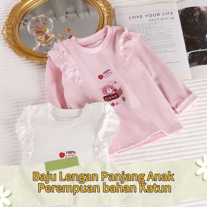 Pakaian Sweater Lengan Panjang Anak Bayi Perempuan Katun Fleece Model Renda