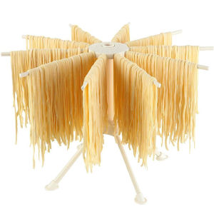 Collapsible Pasta Drying Rack Kitchen Folding Homemade Fresh Spaghetti Stand Dryer Noodle Hanger with 10 Bar Handles JT583