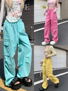 Quick Dry American Style Work Trousers for Women Spring Autumn Colorful Loose Umbrella Soldier Sunscreen Sports Casual Pants