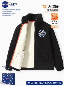 NASA Kids Fleece Jacket Autumn Winter Thick Warmth Large Childrens Thermal Clothing Zipper Closure Long Sleeve Casual Style