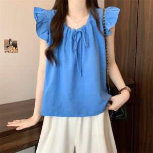 Áo Sơ Mi Nữ Tay Ngắn Màu Xanh Pháp Mùa Hè Rộng Rãi Thoải Mái Áo Sơ Mi Cổ Chữ V Tay Lỡ Thiết Kế Cao Cấp Áo Ngắn