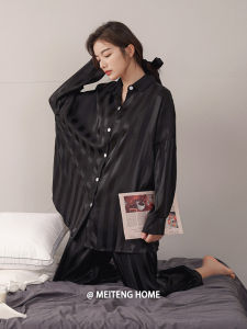 Rayon Pajamas Womens Spring and Autumn Long Sleeve Two-Piece Suit Outerwear New Korean Style Loose Artificial Silk Summer Homewear