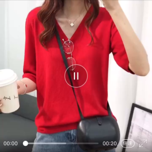AN-3881 Plain V-Neck Short Sleeve Knitted Blouse For Women Vintage Super Stretchable Knit Tops Solid Color Casual tops
