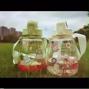 Pot belly water cup high-value gift stickers with straw student portable water cup大肚水杯送贴纸