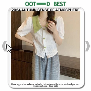 LKfashion ส่งในไทย เสื้อแฟชั่นผู้หญิง เป็นงานคอปกแขนตุ๊กตา ผ้าดีใส่สบาย 3สีสันให้เลือก แมทช์ง่าย ราคาถูกๆ พร้อมส่งมาก มาตำกานน