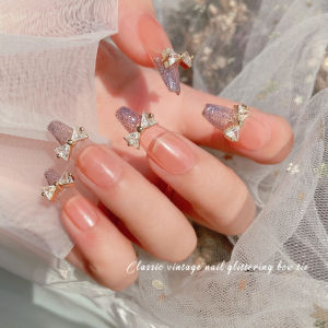 Nail art accessories 3D Bow Tie Ribbon Jewelry Diamond Silver Gold Nail Decoration 网红爆款指尖蝴蝶结美甲锆石饰品百搭超闪轻奢保色指甲装饰银色钻