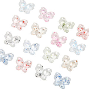 20Pcs 17x21mm Acrylic Transparent Cherry Blossom Fragment Butterfly Beads Charm Pendant for Necklace Earring DIY Jewelry Craft Making Accessories