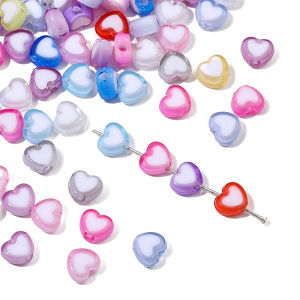 30Pcs 8mm Fancy Colorful Acrylic Heart Beads Charms for Jewelry Making DIY Earring Bracelet Necklace Accessories
