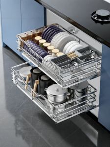 Drawer Style 304 Stainless Steel Double Layer Cutlery and Dish Basket