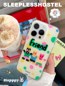Dopamine Colorful Rabbit Design Double Layer Phone Case for 16Promax SLEEPLESSHOSTEL Ins Style Cute Protect Shell