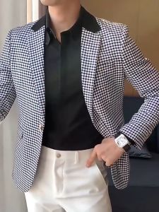 Áo vest nam áo blazer kẻ sọc phong cách hàn quốc lịch lãm sang trọng chất liệu đày dặn len form chuẩn đẹp - mã H68