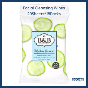 Belle & Bell Refreshing Cucumber Facial Cleansing Wipes (18x20s) ctn wet tissue make up remover wipe