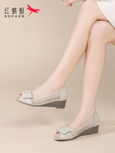 Reddragonfly | Breathable Mesh Wedge Fish Mouth Sandals Genuine Leather