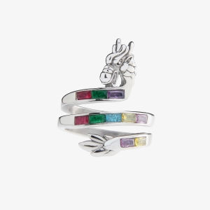 Saz Dragon Zodiac Ice Crushed Diamond Rings Couple Matching Tail Swinging Rings Titanium Steel Original Design Fashion Jewelry