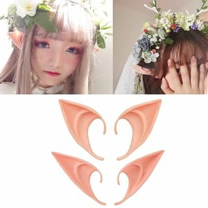 🔥Orfila 1 Pair Latex Elf Ears Fairy Dwarf Wizard Sorcerer Hobbit Cosplay Accessories Vampire Fangs Halloween Party Costume Props