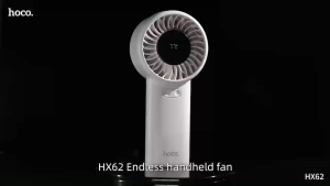 HOCO HX62 พัดลมมือถือ ปรับแรงลม 100 ระดับ พร้อมหน้าจอดิจิทัล แบต 6000mAh ใช้ได้ 17 ชม. พัดลมพกพา