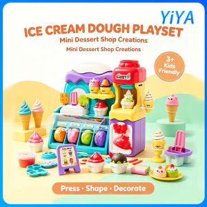 DIY Ice Cream Maker Clay Dough Set Mini Dessert Shop Pretend Play Kitchen Toy Creative Handmade Modelling Clay Game Perfect Birthday Gift for Girls Kids