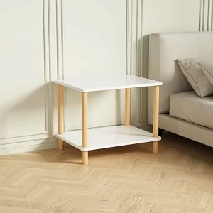 Nordic Style Sofa Side Table Double-layer Living Room Modren Corner Coffee Tea Table Locker Bedroom Small Simple Bedside Table Shelving