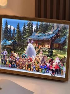 Bear Outdoors Ten Year Anniversary Cartoon Lamp Painting Family Portrait Childrens Room Night Light Decorative Artwork
