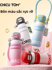 BIZE | Ly Giữ Nhiệt Inox Dung Lượng Lớn có Ống Hút cho Phụ Nữ